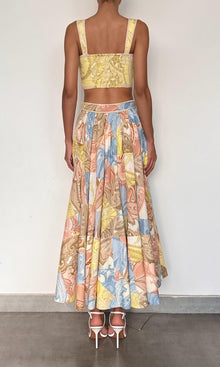 Womens | Fiza Linen Cotton Midi Skirt | Multi