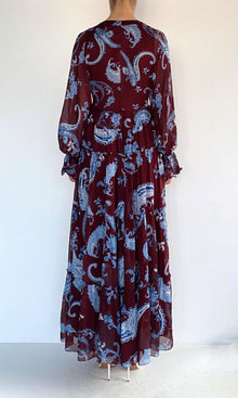 Hemant And Nandita | Hiba Viscose Flat Chiffon Long Dress | Merlot