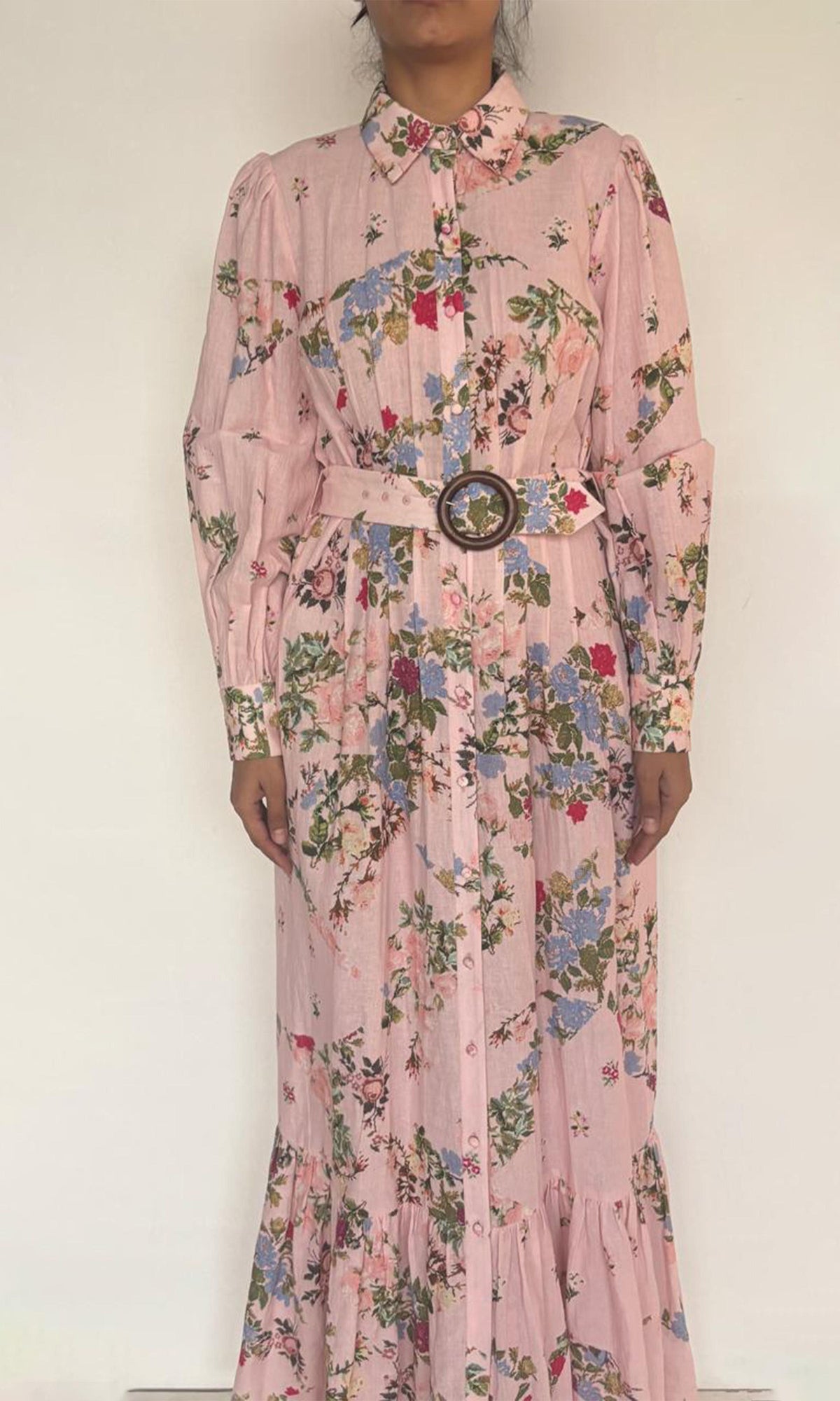 Hemant And Nandita | Hoor Cotton Linen Long Dress | Pink