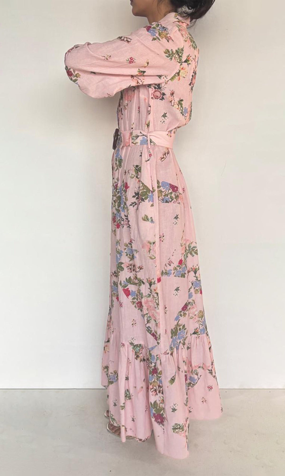 Hemant And Nandita | Hoor Cotton Linen Long Dress | Pink