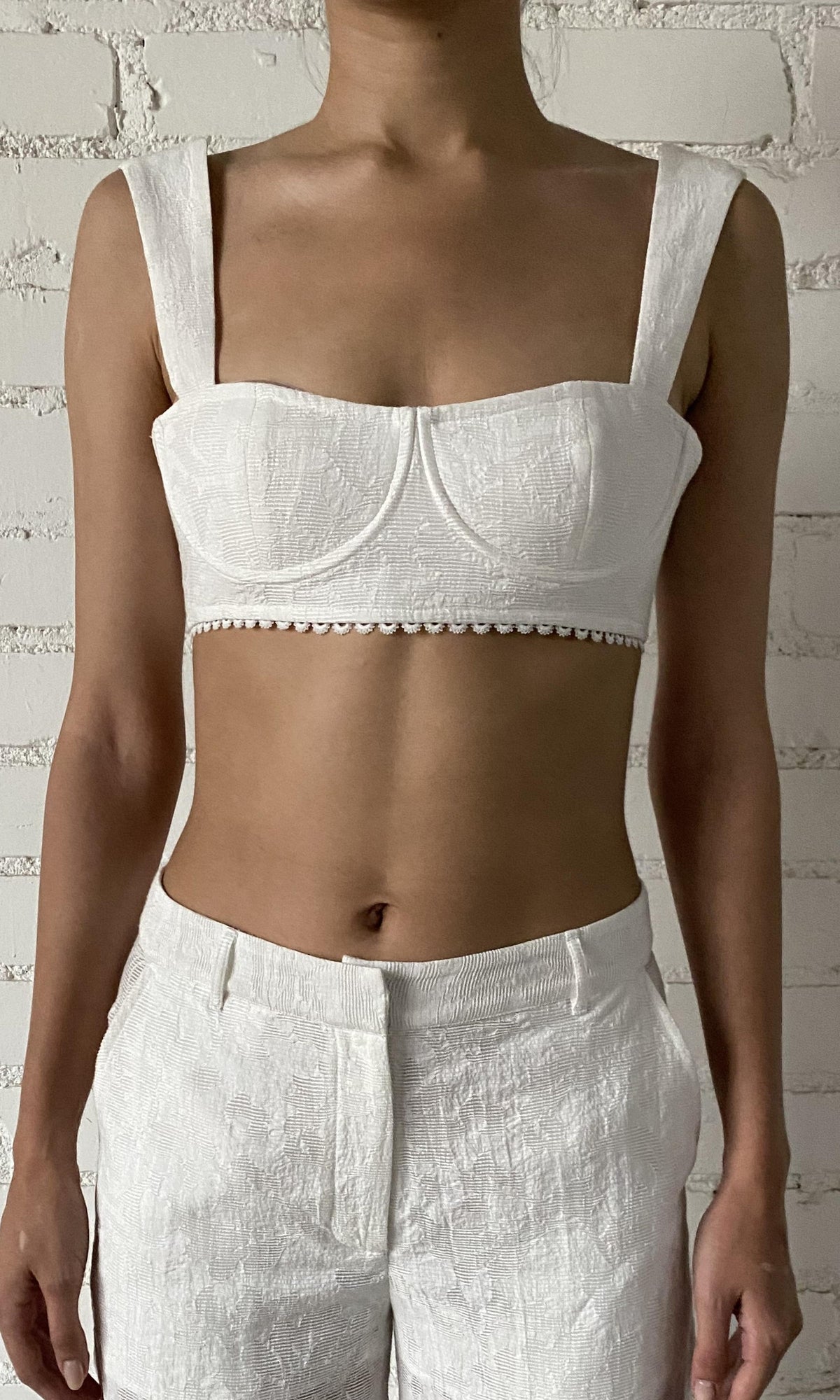 Womens | Ilara Viscose Nylon Jacquard Bandeau | White