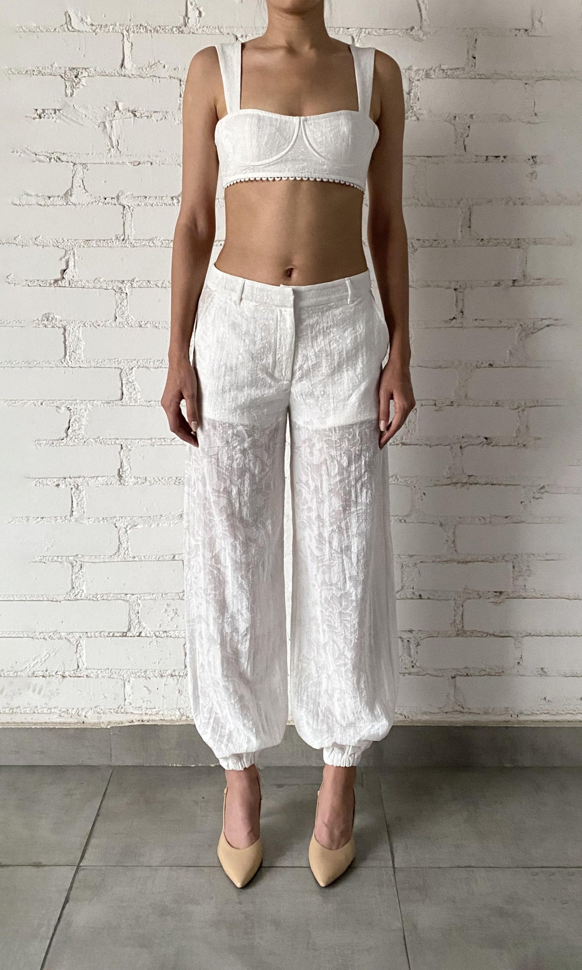 Womens | Ilara Viscose Nylon Jacquard Bandeau | White