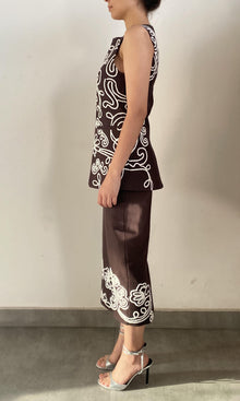 Womens | Ilaya Linen Cotton Midi Skirt | Brown