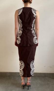 Womens | Ilaya Linen Cotton Waist Coat | RE25 | Brown