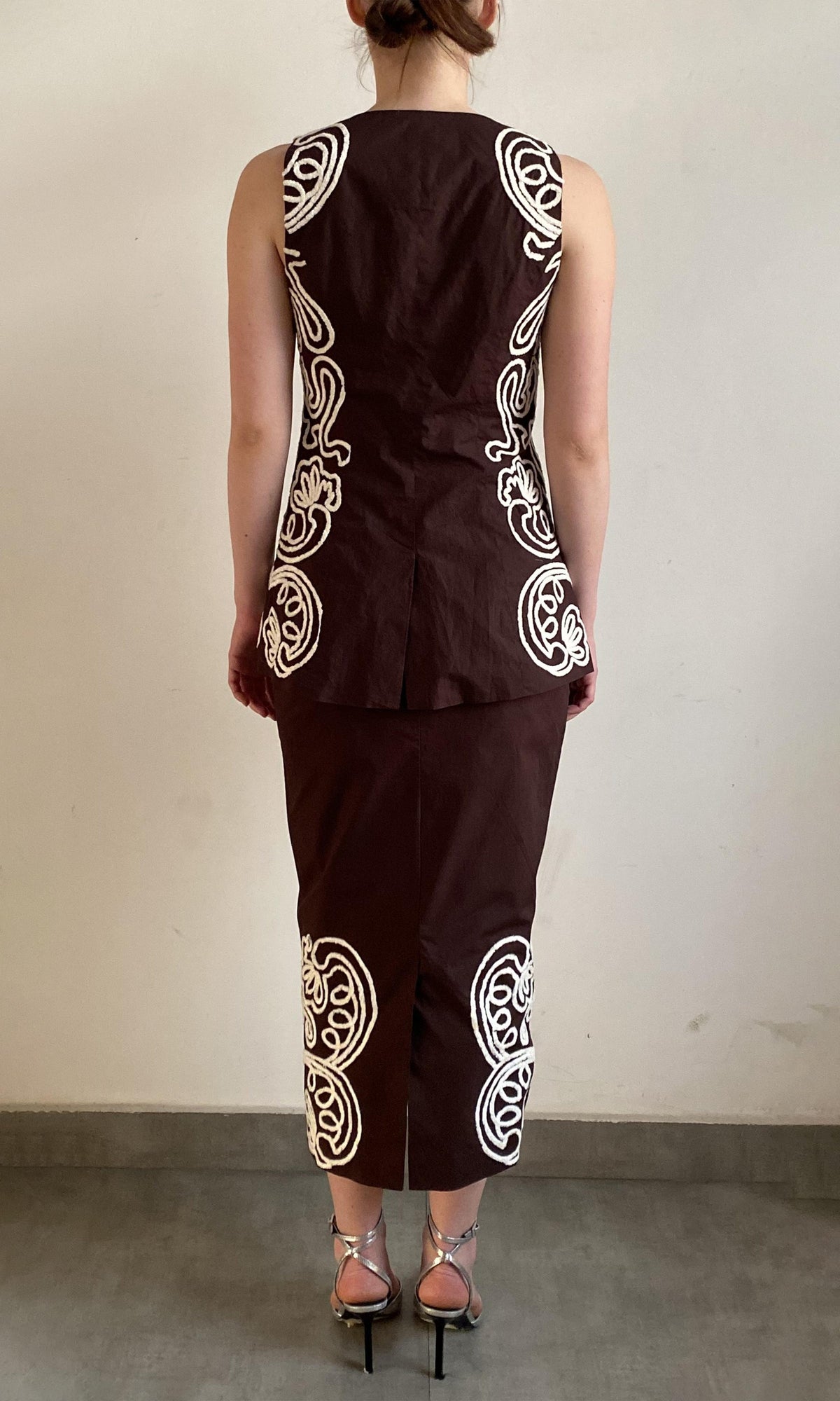 Womens | Ilaya Linen Cotton Waist Coat | RE25 | Brown