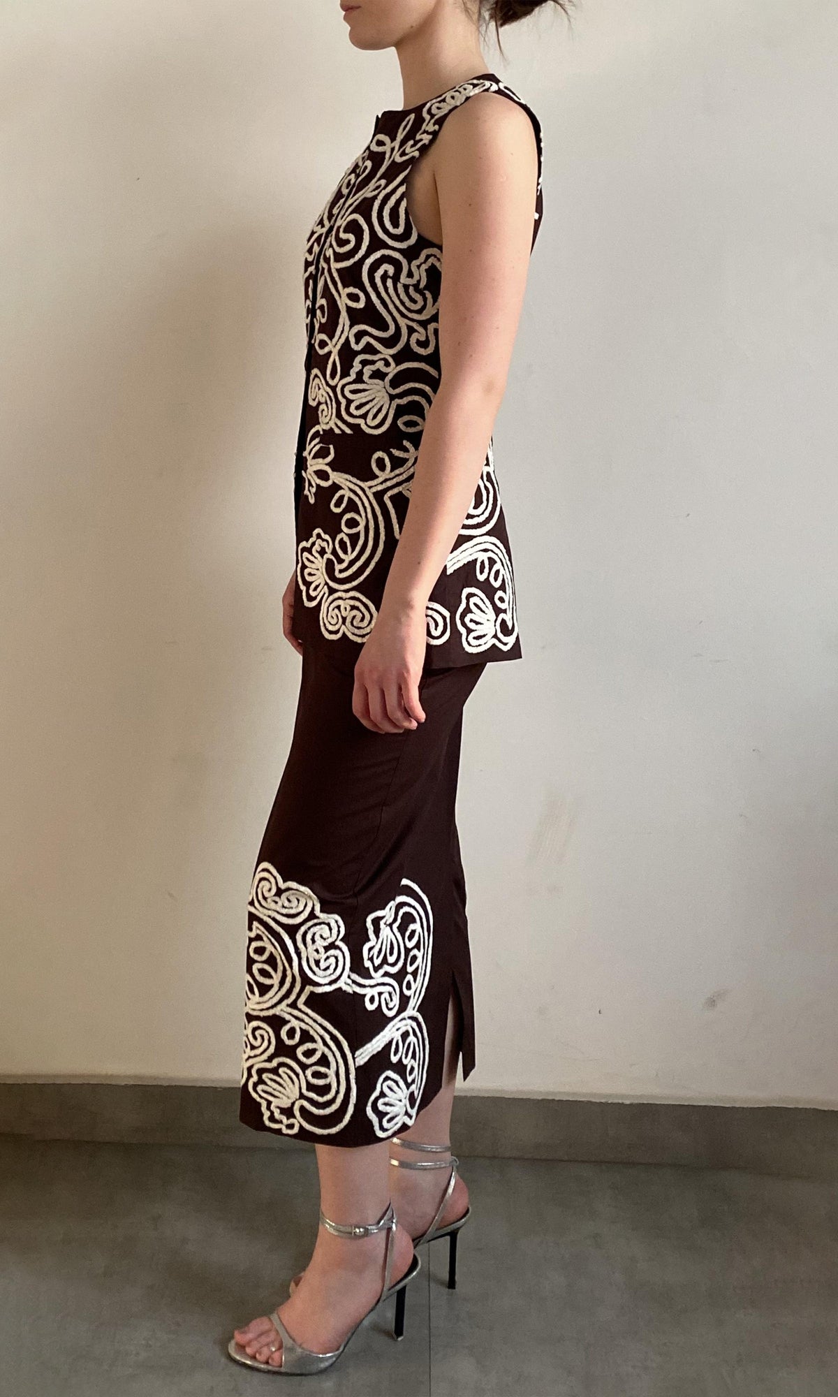 Womens | Ilaya Linen Cotton Waist Coat | RE25 | Brown