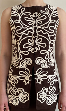 Womens | Ilaya Linen Cotton Waist Coat | RE25 | Brown