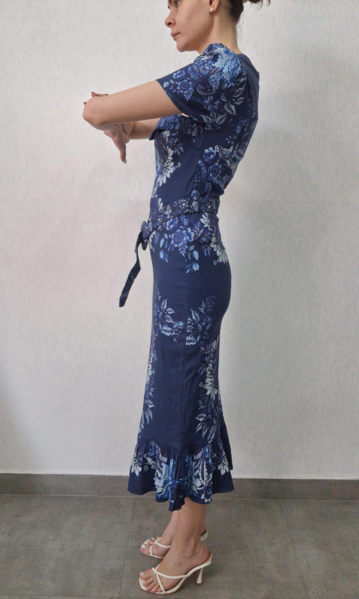 Womens | Inv Cotton Lilen Long Dress | Blue Multi