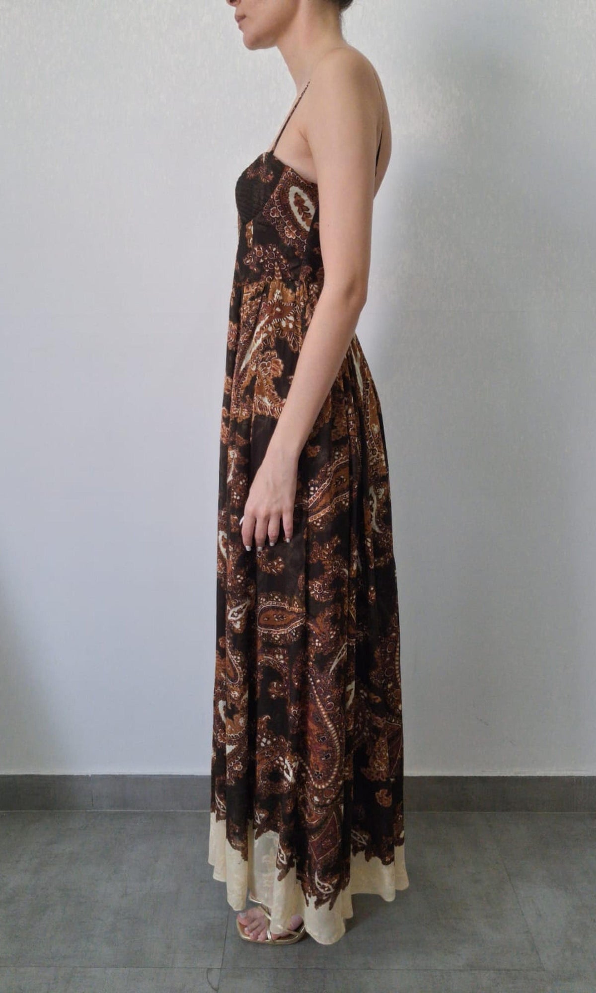 Womens | Inv Viscose Flower Jacquard Maxi Dress | Brown Multi
