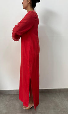 Womens | Inv Cotton Lilen Long Kaftan | Red
