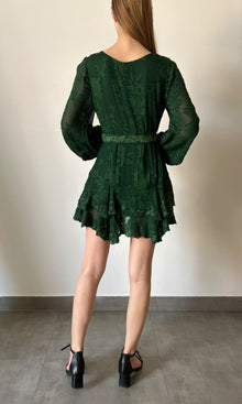 Womens | Inv Viscose Flower Jacquard Mini Dress | Green