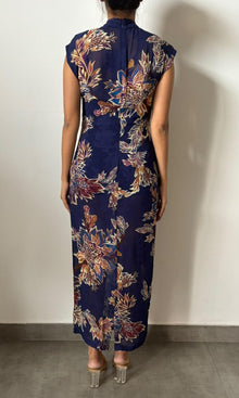 Hemant And Nandita | Inv Viscose Ggt Floer Jaquard Sleeveless Long Dress | Blue