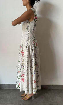 Womens | Inv Cotton Schiffly Sleevesless Long Dress | White Floral