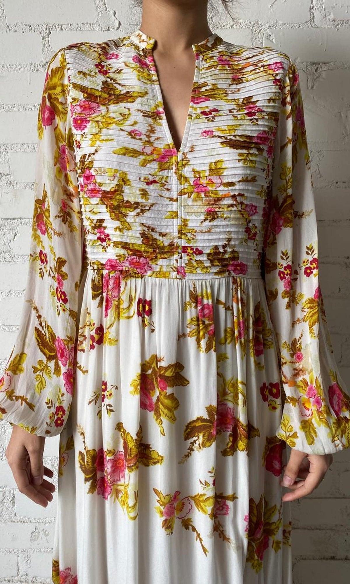 Womens | Inv Viscose Crepe Long Dress | White Multi