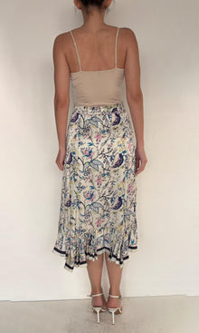 Womens | Inv Polyester Satin Long Skirt | Blue White