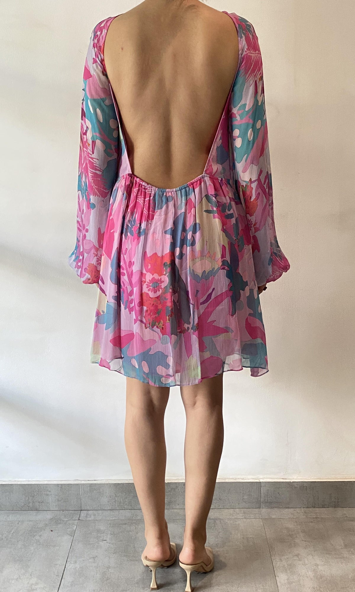 Womens | Inv Viscose Boatneck Short Dress | Pink Multi