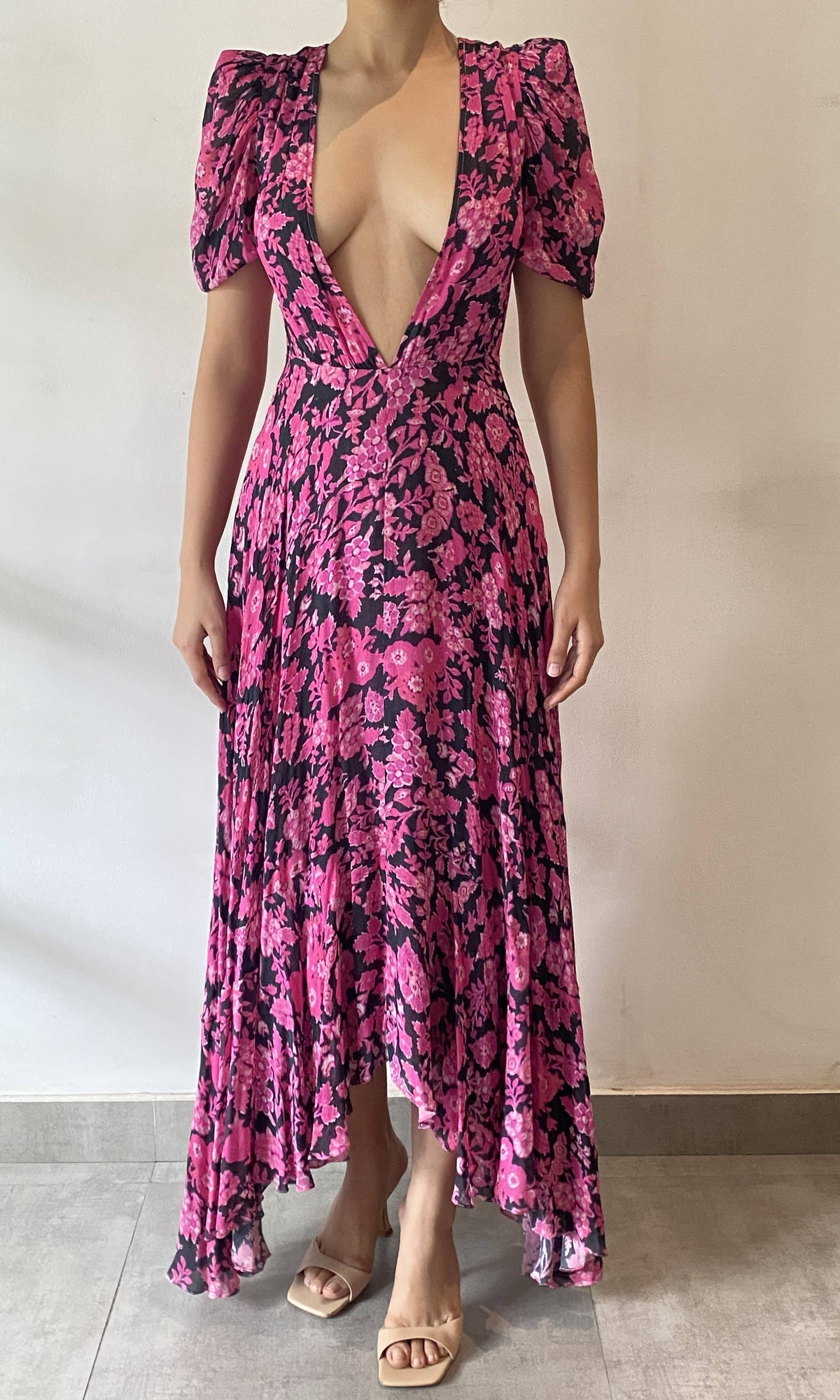 Womens | Inv Viscose Long Dress | Pink Black