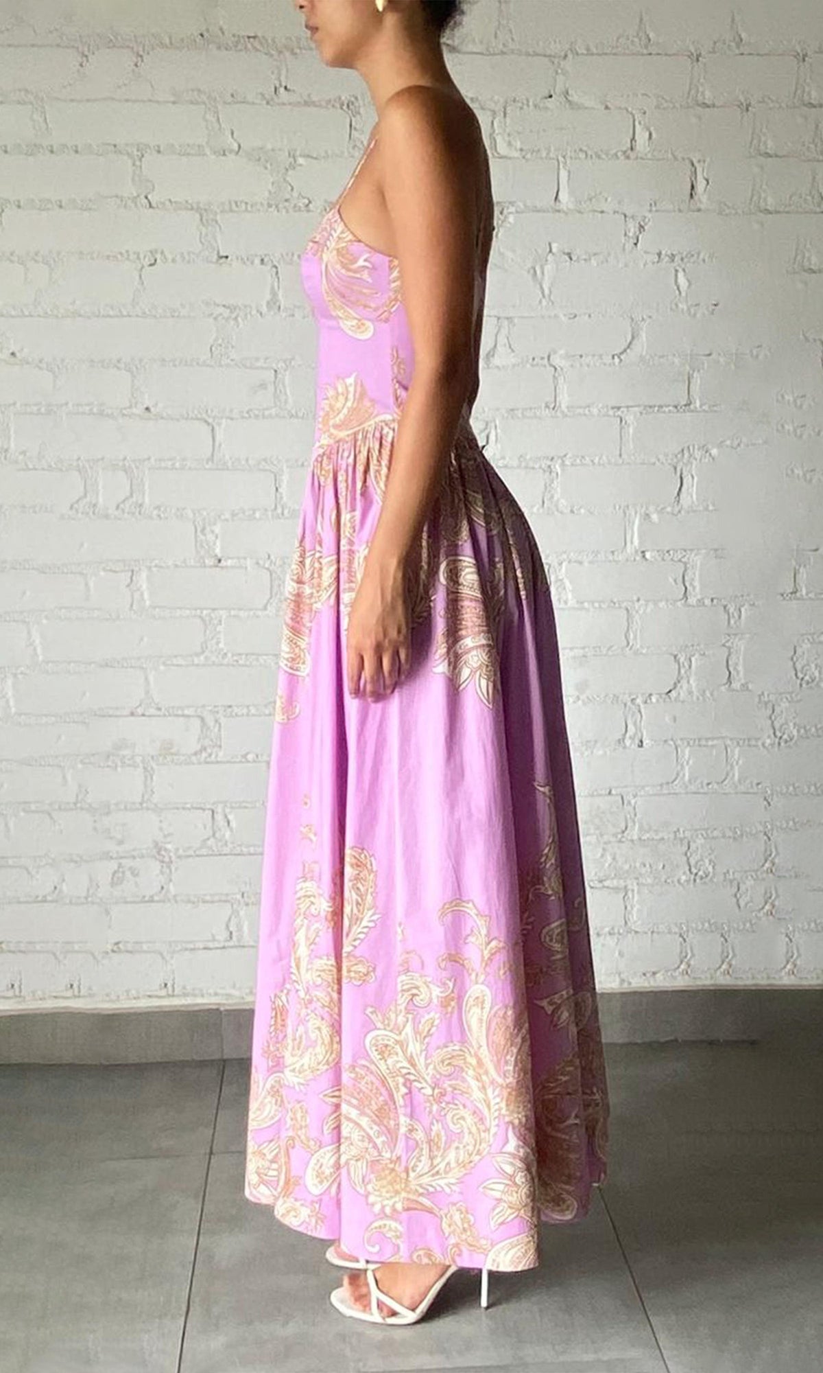 Womens | Jiah Cotton Poplin Lycra Maxi Dress | Lilac