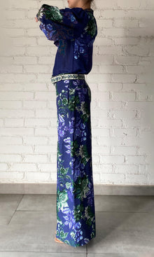 Hemant And Nandita | Keva Viscose Organza Linen Boho Shirt | Green Blue
