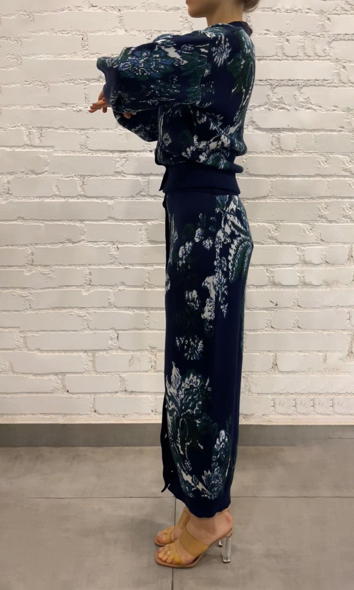 Womens | Keva Jacquard Cotton Long Skirt | Green Blue