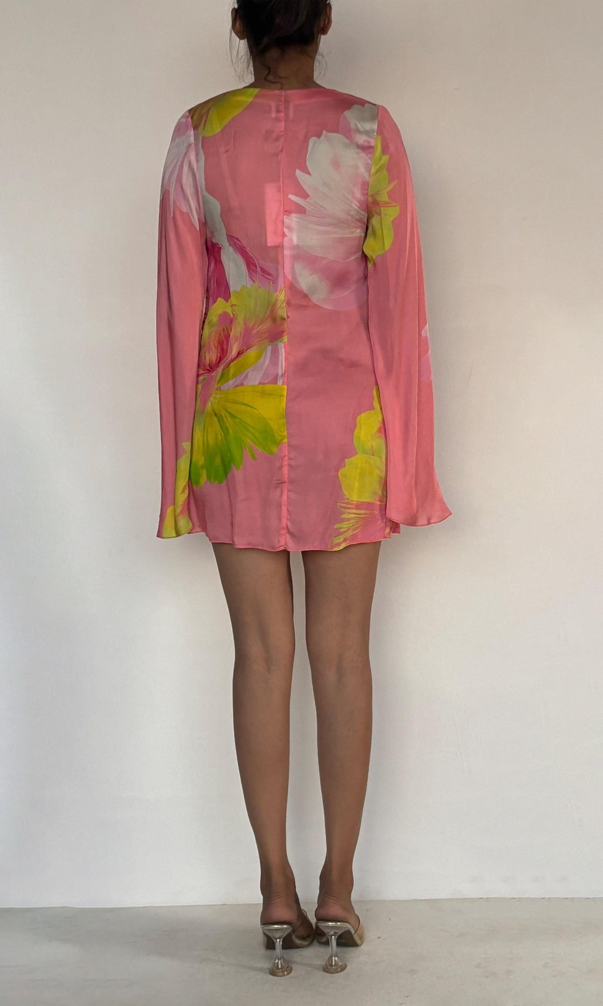 Womens | Mina Viscose Satin Short Dress | Pink