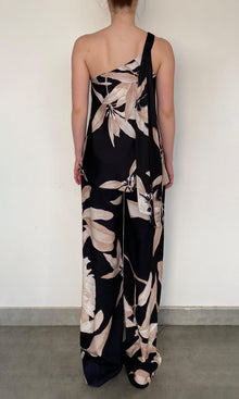 Womens | Niru Polyester Satin Lycra One Shoulder Top | Black Multi