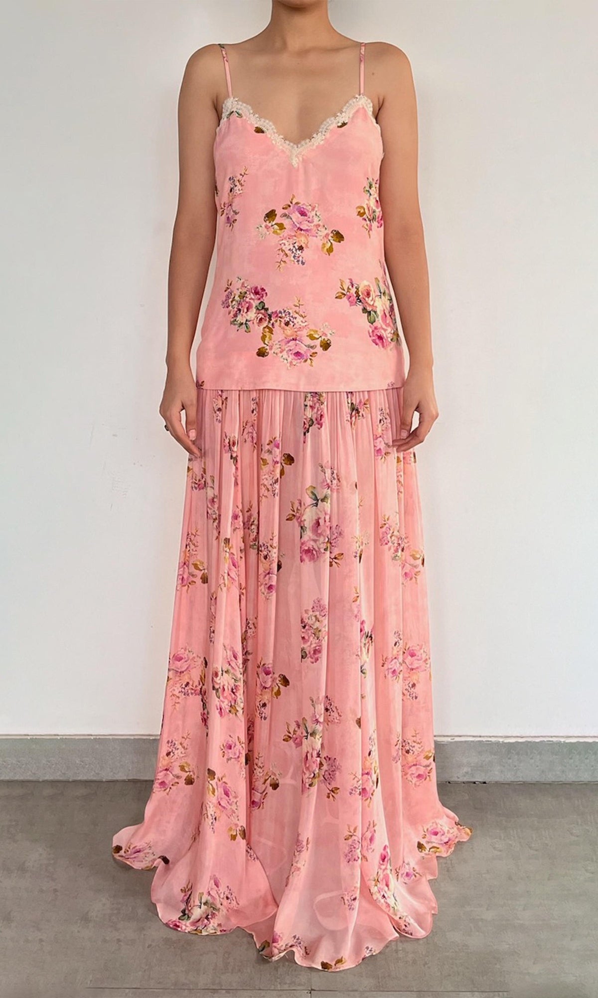 Hemant And Nandita | Niva Viscose Long Dress | Pink