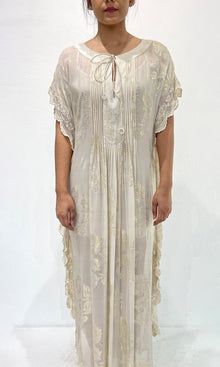 Womens | Noor Viscose Georgette Floral Lurex Kaftan | White