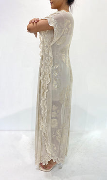 Womens | Noor Viscose Georgette Floral Lurex Kaftan | White