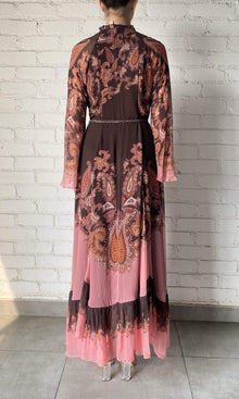 Womens | Omya Viscose Chiffon Long Dress With Braided Belt | Multicolor