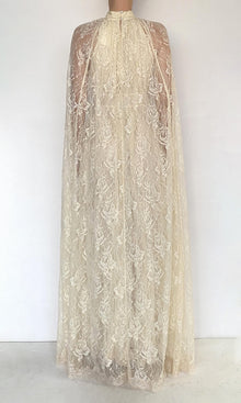 Womens | Onir Nylon Lace Cape Maxi Dress | Eggshell