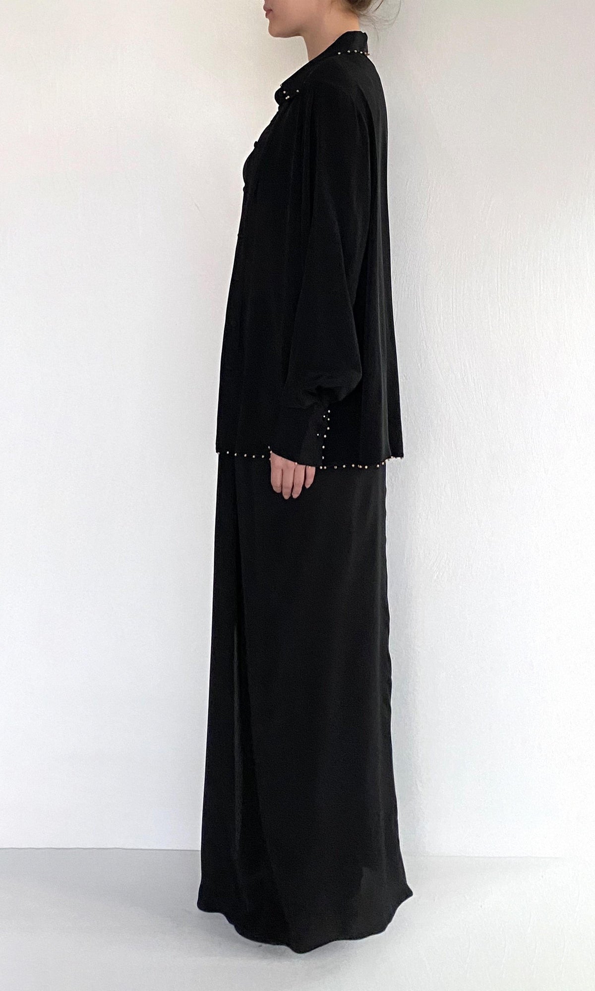 Womens | Palm Viscose Crepe Front Drape Maxi Skirt | Black
