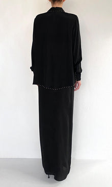 Womens | Palm Viscose Crepe Front Drape Maxi Skirt | Black
