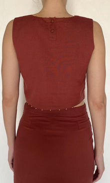 Womens | Palm Linen Cotton Boxy Top | Terracotta