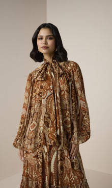 Hemant And Nandita | Rida Viscose Flat Chiffon Tiered Maxi Skirt | Multi