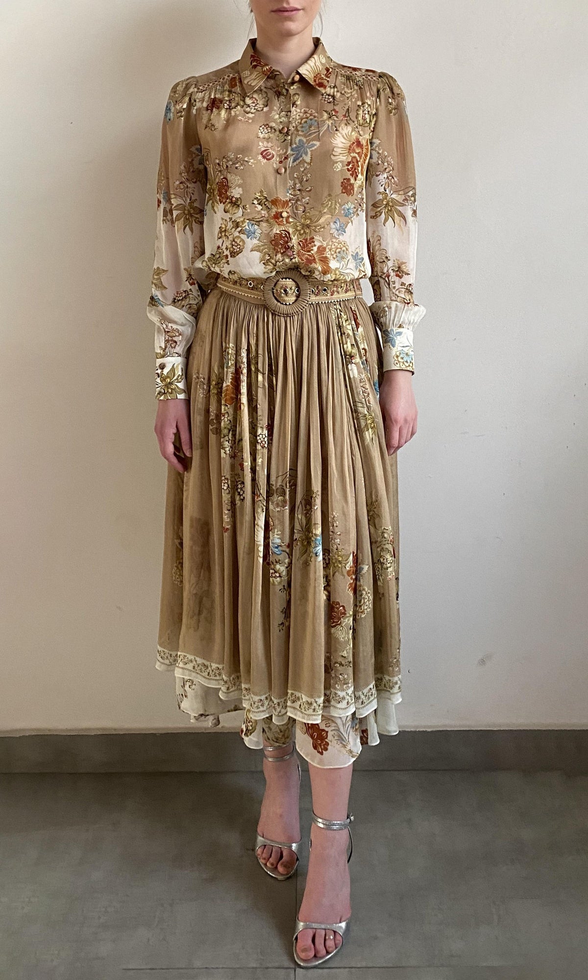 Womens | Rohi Flat Chiffon Shirt | Beige Brown