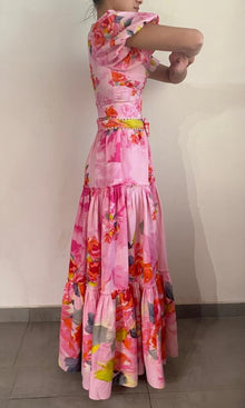 Hemant And Nandita | Rosa Linen Cotton Crop Top | Pink Floral