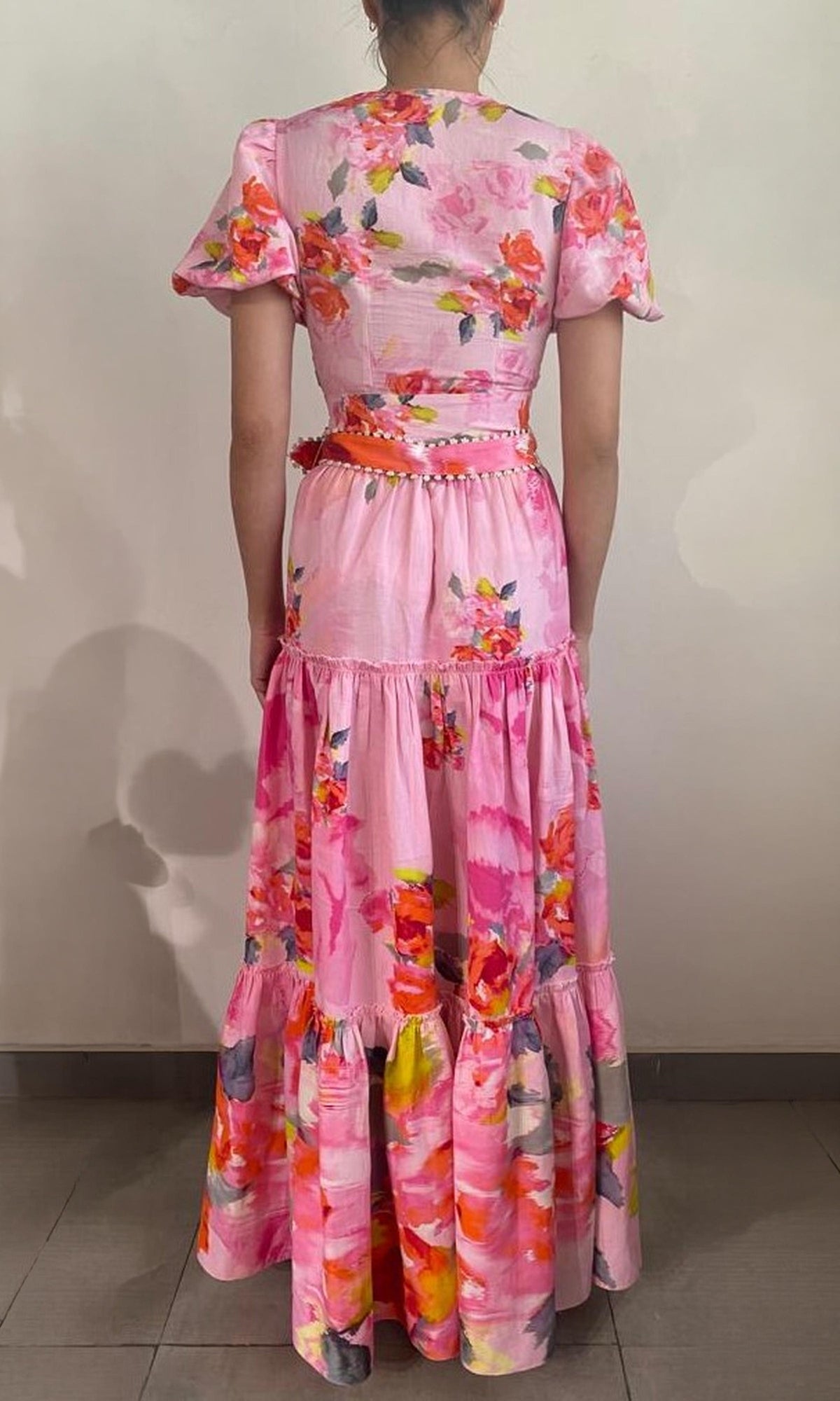 Hemant And Nandita | Rosa Linen Cotton Crop Top | Pink Floral