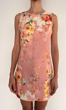 Womens | Saba Linen Cotton Mini Dress | Peach Floral