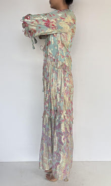 Womens | Sahar Viscose Georgette Floral Lurex Kaftan | Blue Multi
