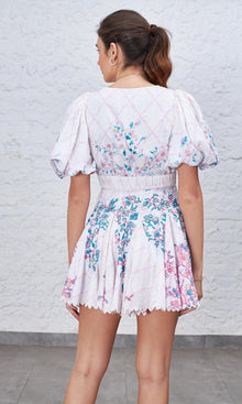 Womens | Sahar Cotton Short Dress | White Multi