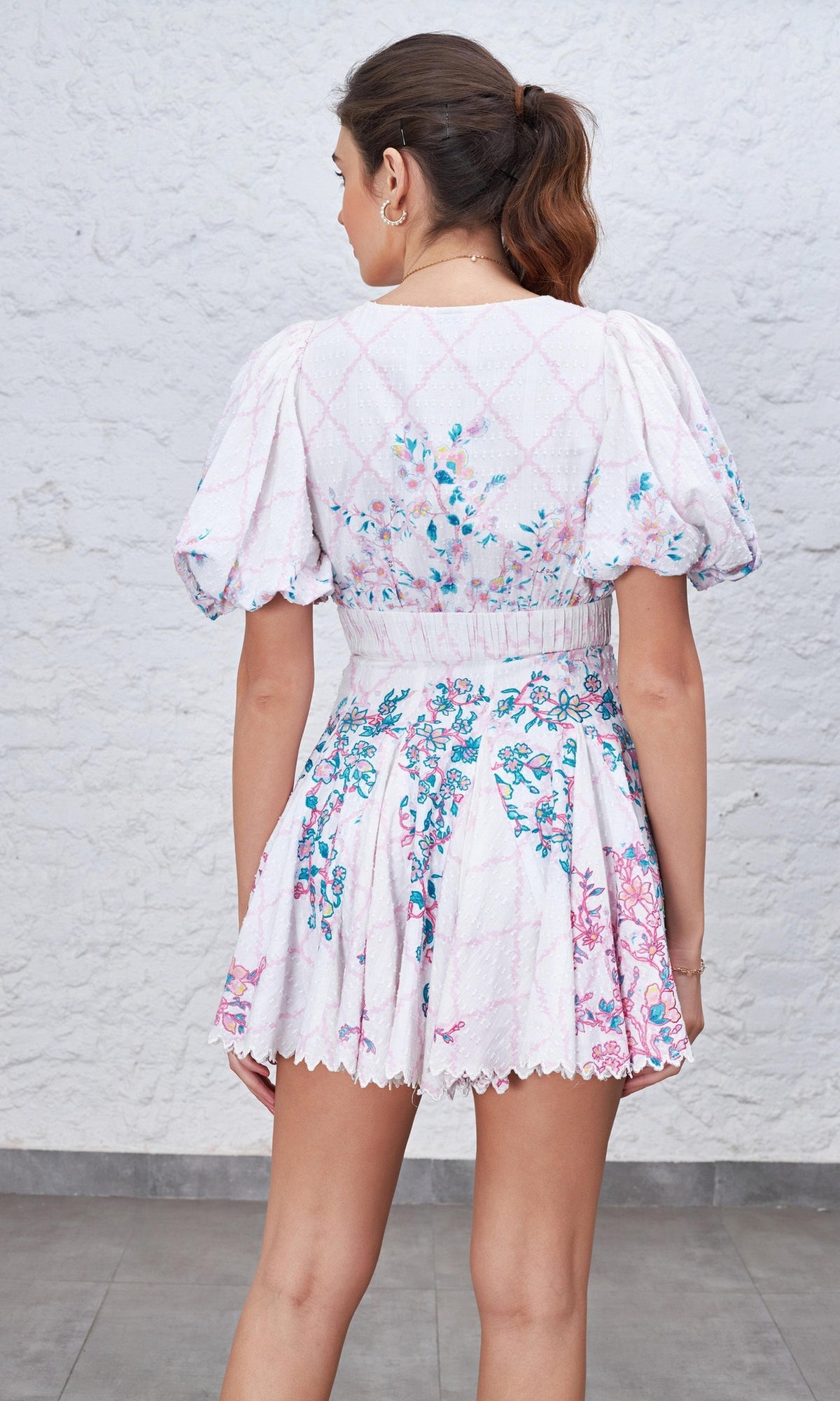 Womens | Sahar Cotton Short Dress | White Multi