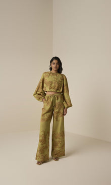 Womens | Sakhi Linen Cotton Bubble Hem Top | Olive