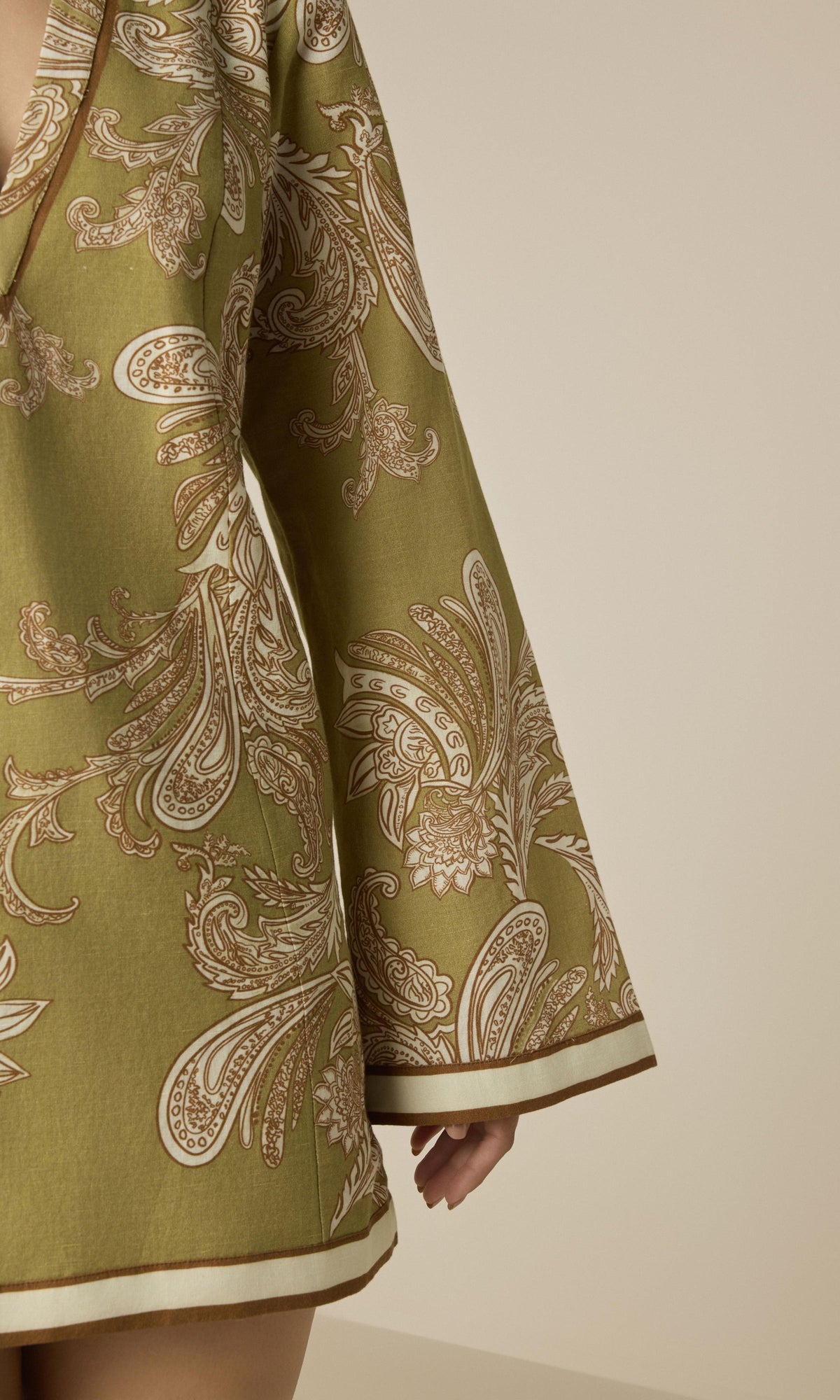 Womens | Sakhi Cotton Linen Mini Tunic Dress | Olive