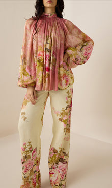 Womens | Sama Viscose Chiffone Boho Top With Cami | Peach Floral
