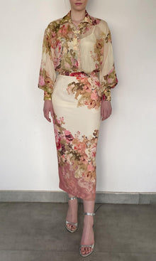 Womens | Sama Viscose Chiffon Shirt With Cami | Ivory Multi
