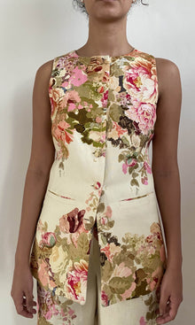 Womens | Sama Linen Cotton Waist Coat | Off White Multi