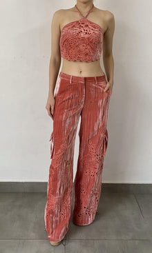Womens | Sehr Polyester Crushed Velvet Pants | Pink