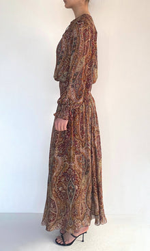 Womens | Shifa Viscose Flat Chiffon Smocked Detail Maxi Dress | Burgundy