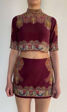 Womens | Shifa Viscose Heavy Crepe Boxy Top | Burgundy